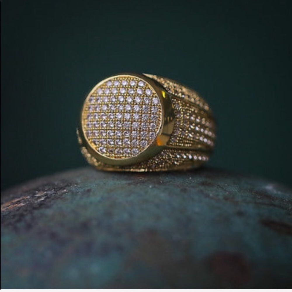 New Micro Pave Men's Gold Diamond Ring ICEY